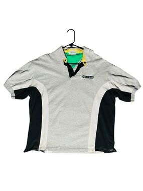 Izod Vintage Grey, Black, and White Colorblock Polo